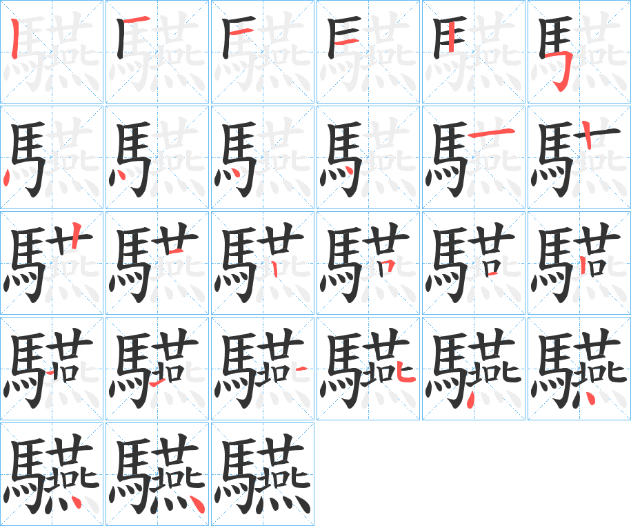 驠字的笔顺分步演示