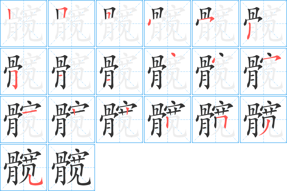 髋字的笔顺分步演示