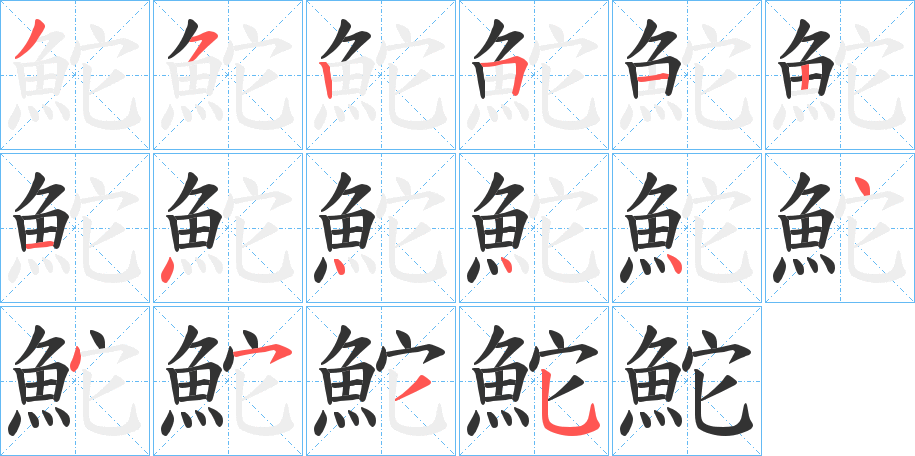 鮀字的笔顺分步演示