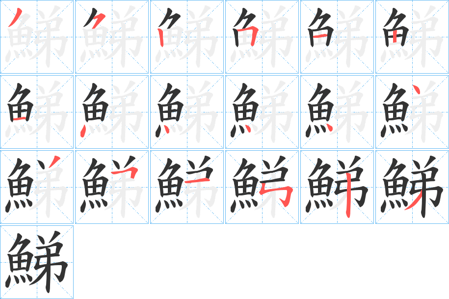 鮷字的笔顺分步演示