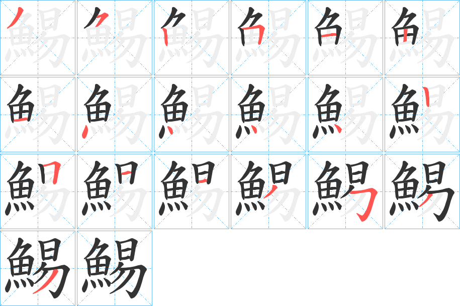 鯣字的笔顺分步演示