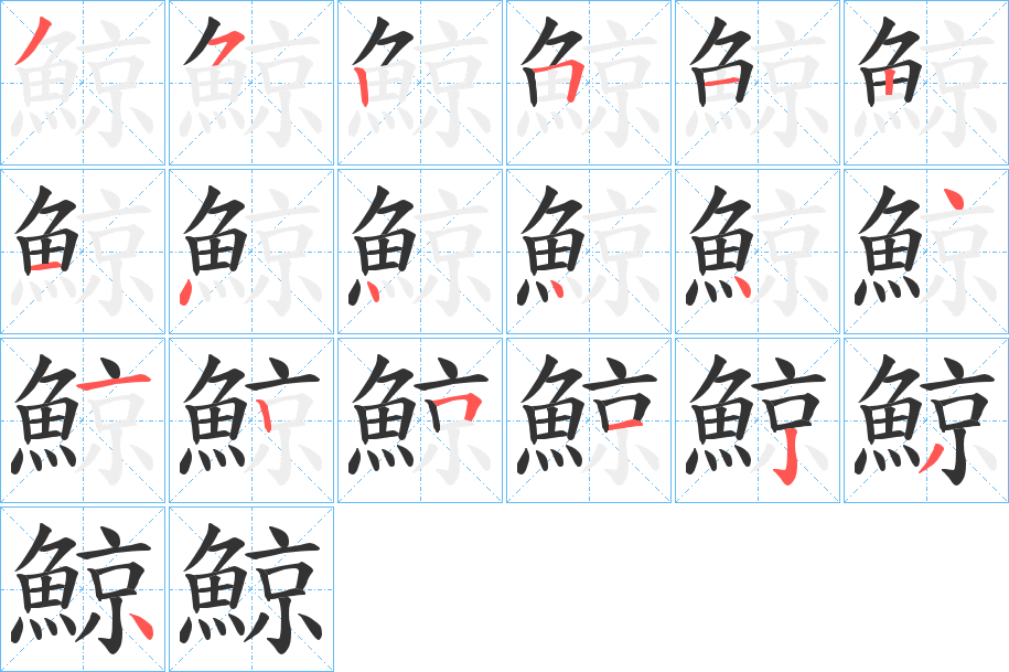 鯨字的笔顺分步演示