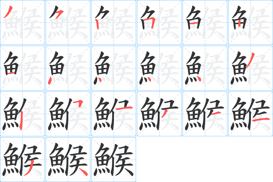 鯸字的笔顺分步演示