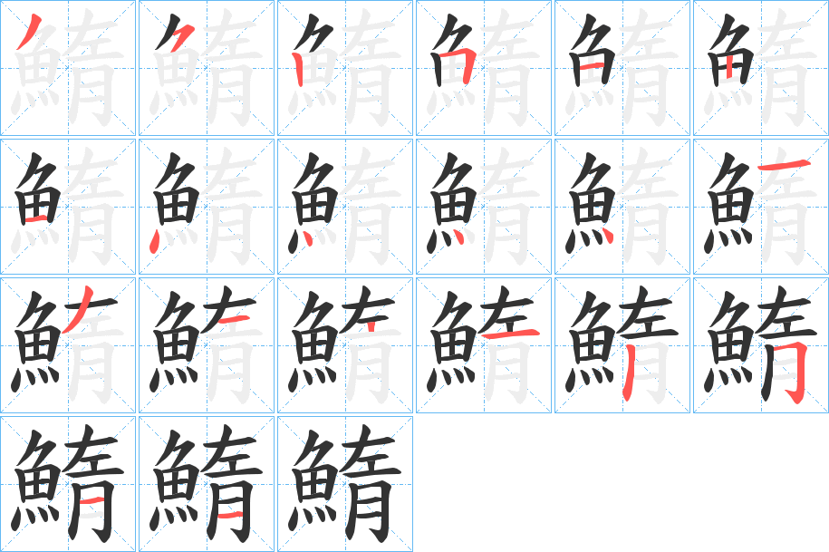 鰖字的笔顺分步演示