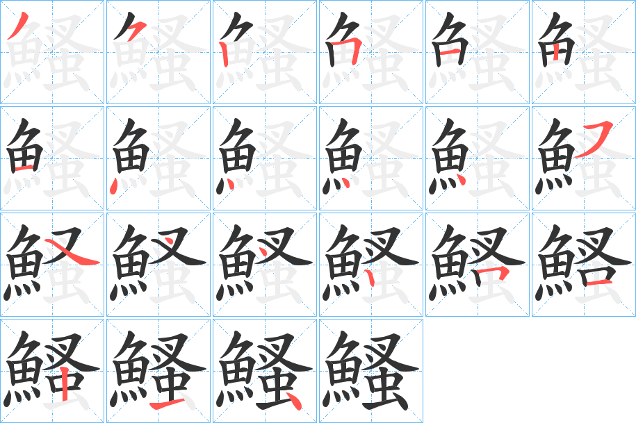 鰠字的笔顺分步演示