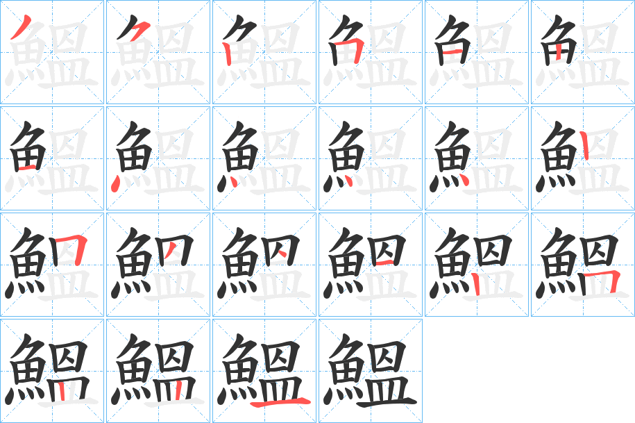 鰮字的笔顺分步演示