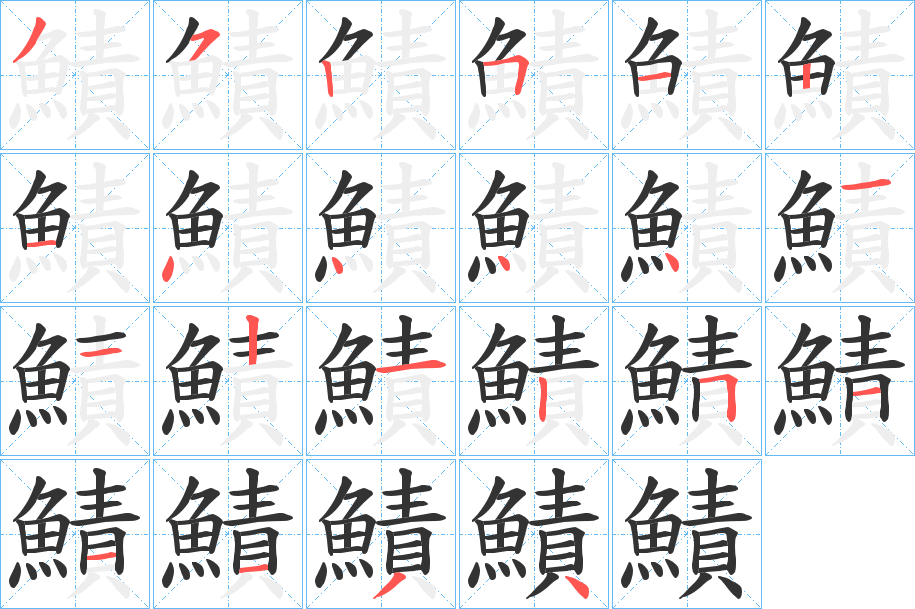 鰿字的笔顺分步演示