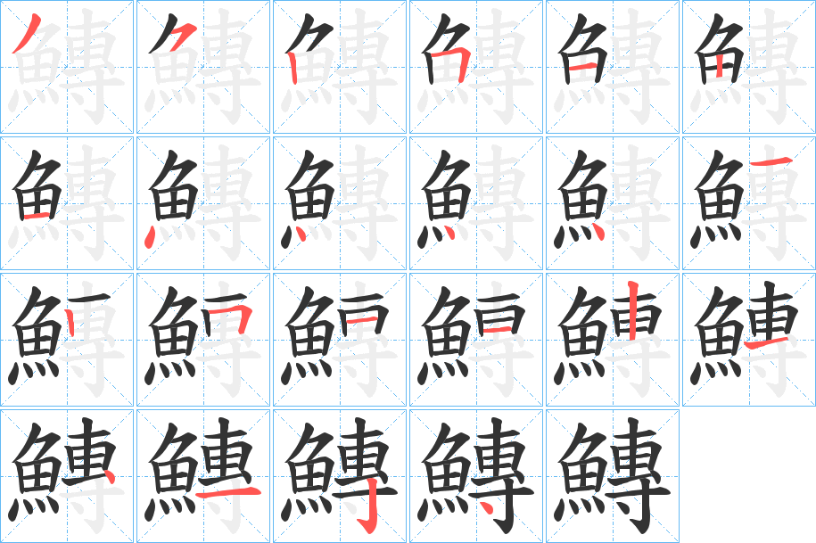 鱄字的笔顺分步演示