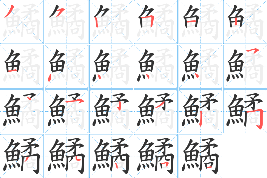 鱊字的笔顺分步演示