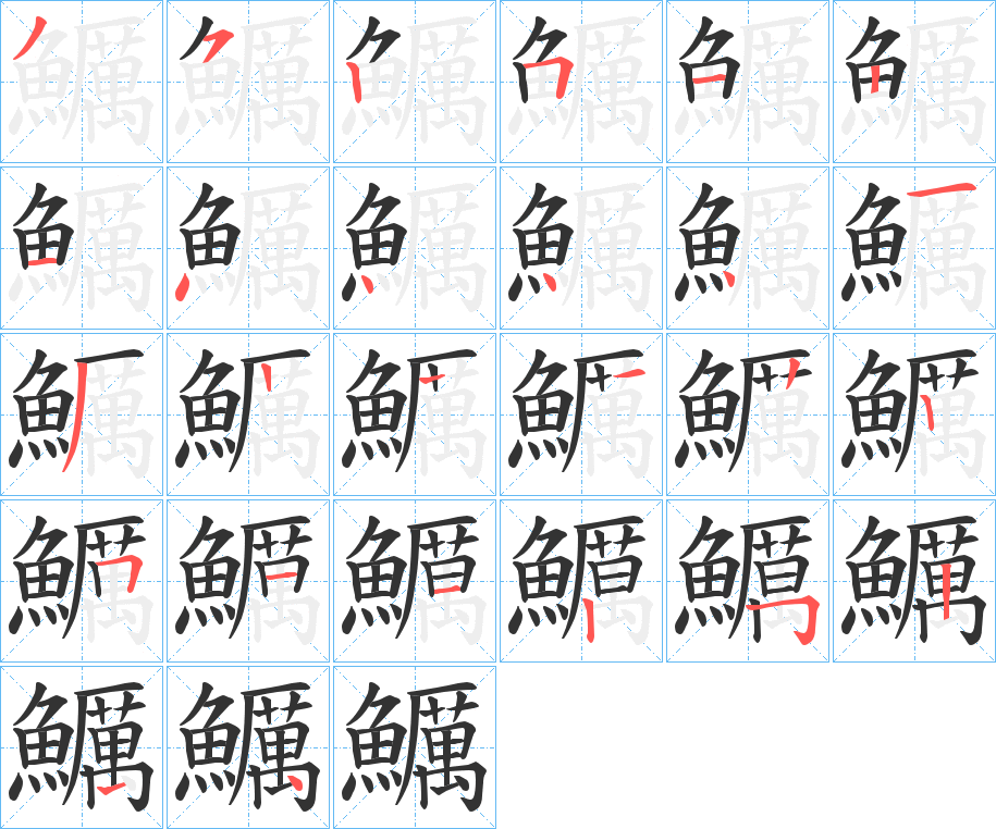 鱱字的笔顺分步演示