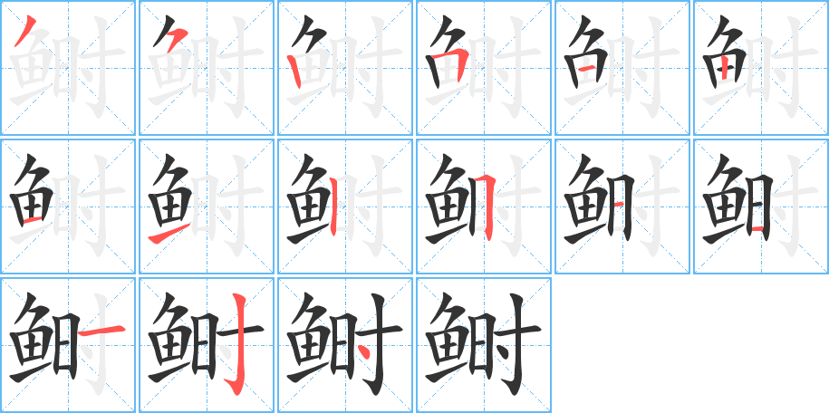 鲥字的笔顺分步演示