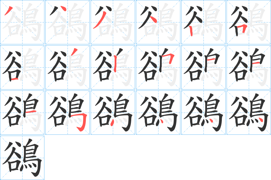 鵒字的笔顺分步演示