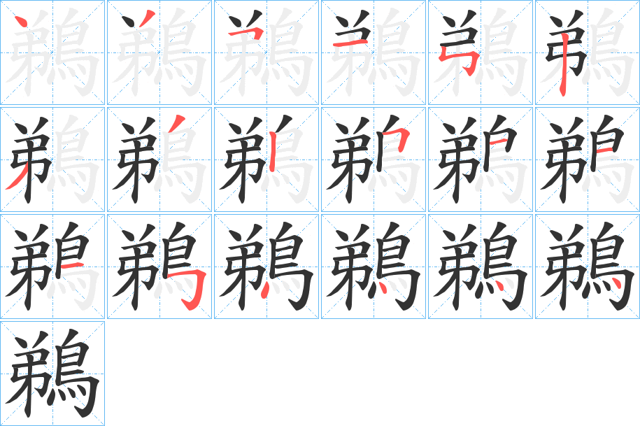 鵜字的笔顺分步演示