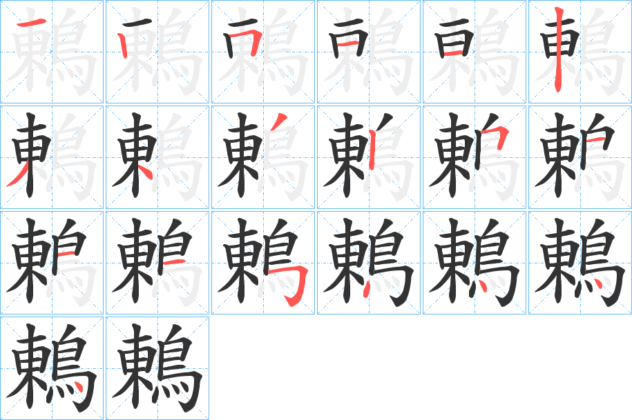 鶇字的笔顺分步演示