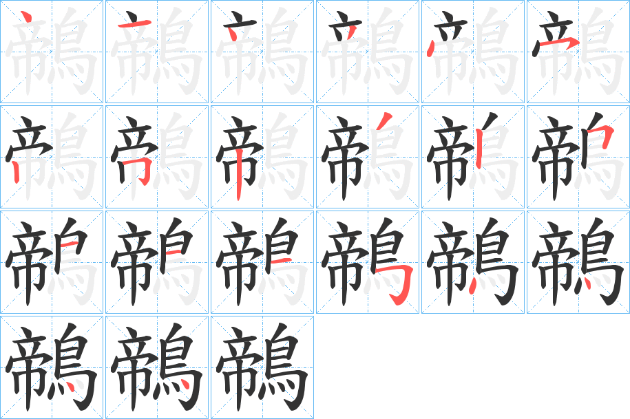 鶙字的笔顺分步演示