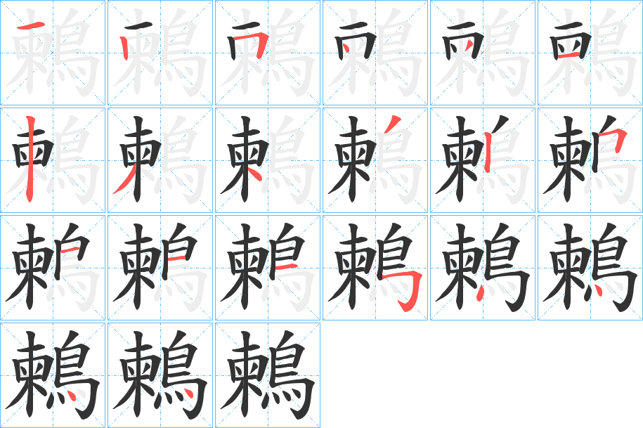 鶫字的笔顺分步演示