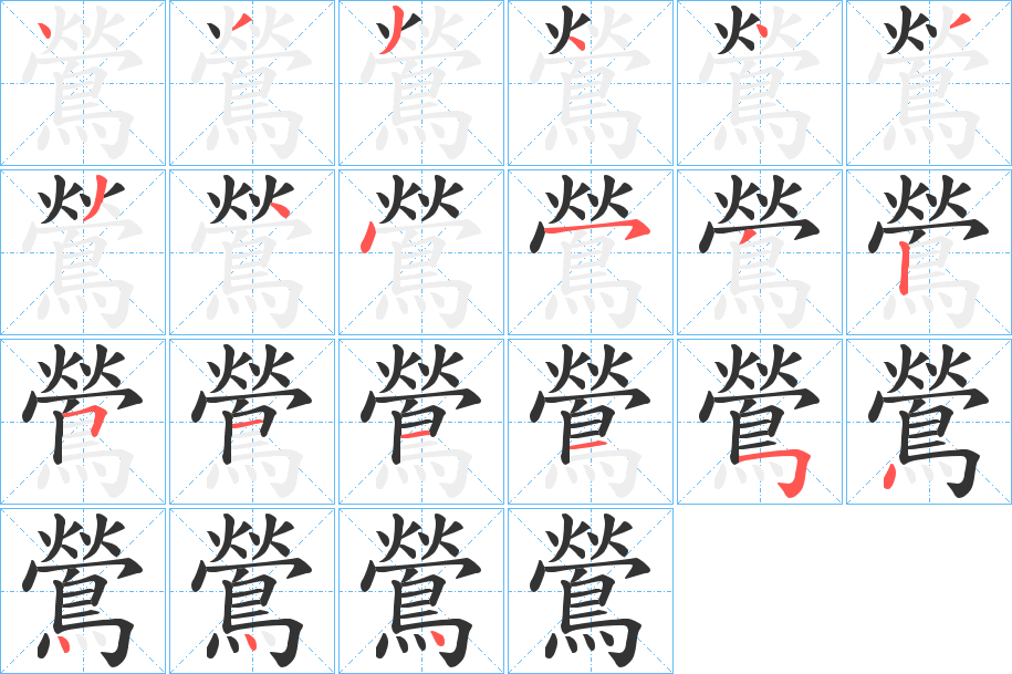 鶯字的笔顺分步演示