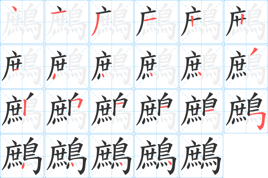 鷓字的笔顺分步演示