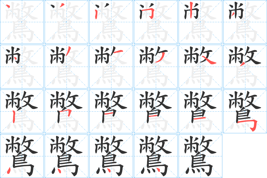 鷩字的笔顺分步演示