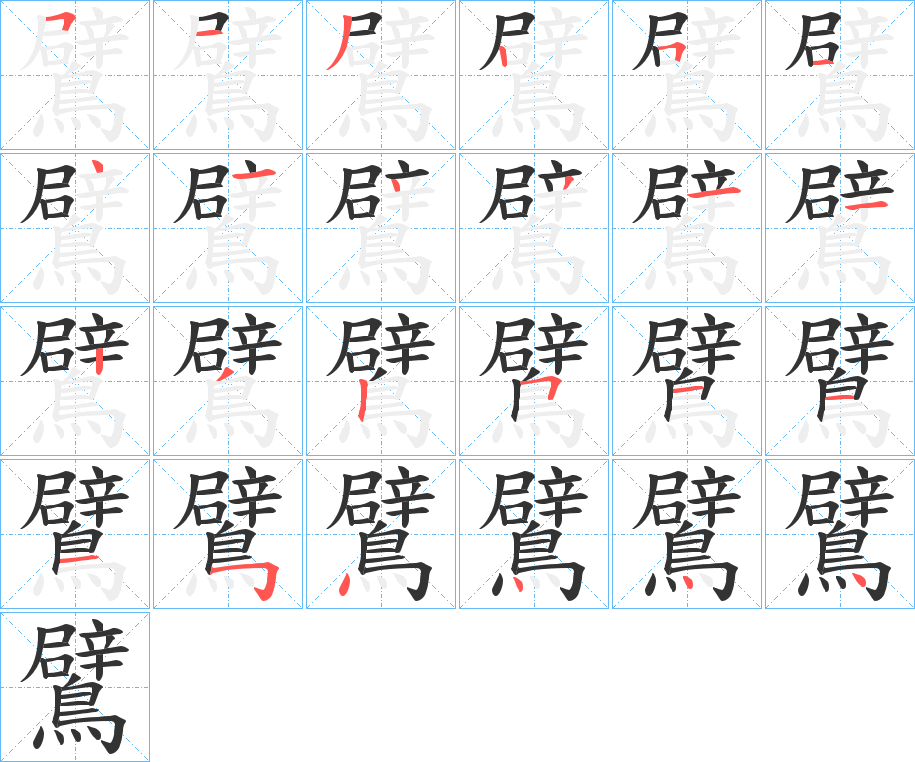 鷿字的笔顺分步演示