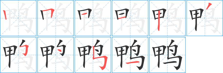 鸭字的笔顺分步演示