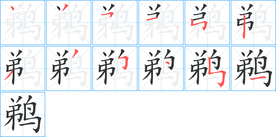 鹈字的笔顺分步演示