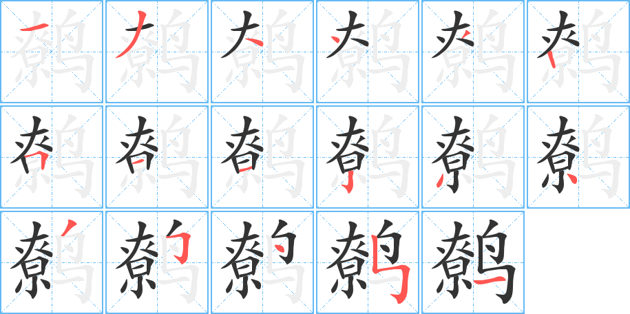 鹩字的笔顺分步演示